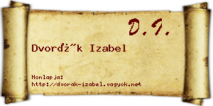 Dvorák Izabel névjegykártya